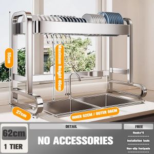 SJORAGE On Hand🔥304 Stainless Steel Sink Rack Multi Functional Kitchen Organizer with Heavy Duty Design and Suction Cups