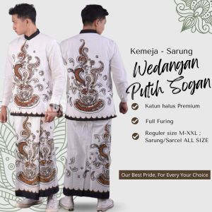 Setelan Koko + Sarung Batik Lengan Panjang Fashion Muslim Pria Terbaru Bahan Katun Premium WDGSGN