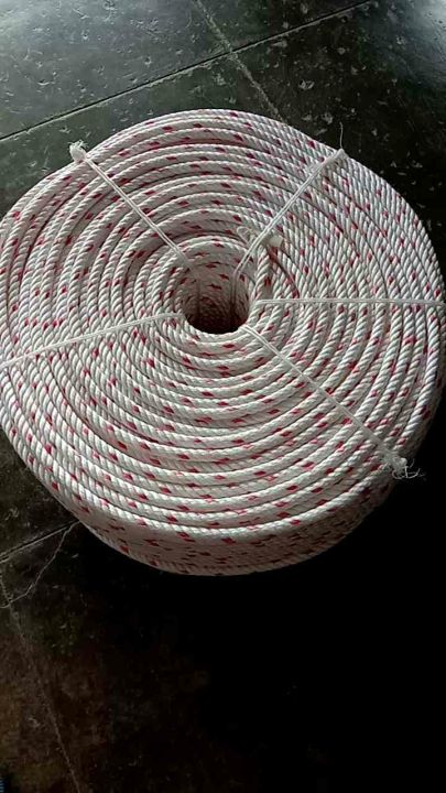 TALI TAMBANG TALI TAMPAR PUTIH LURIK 7 mm 1 ROL - TALI TAMBANG POLYPROPYLENE