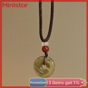 Ministar Chinese Style Fashion Retro Braided Rope Necklace Butterfly Flower Moon Safety Lock Pendant Necklace For Women Vintage Jewelry