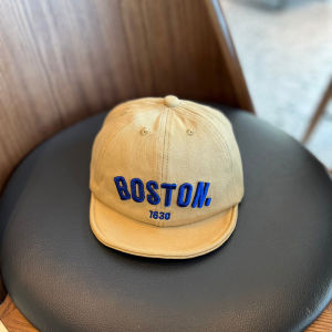 เด็กทารกหญิงชายสีทึบปักตัวอักษรเกาหลีหมวกเบสบอลหมวกเด็กอ่อนหมวกกันแดดปีกสั้นสำหรับเด็กวัยหัดเดินปรับได้