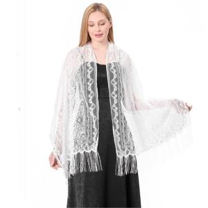 Formal Event Lace Scarf Hollowout Shawl Wrap For Women with Tassels Designs Comfortable Breathable Dress Shoulder Wrap