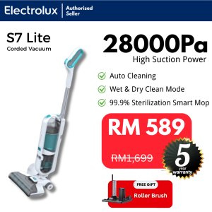 Electrolux S7 Lite Corded Wet And Dry Mop Vacuum Cleaner | 99.9% Sterilization Smart Mop