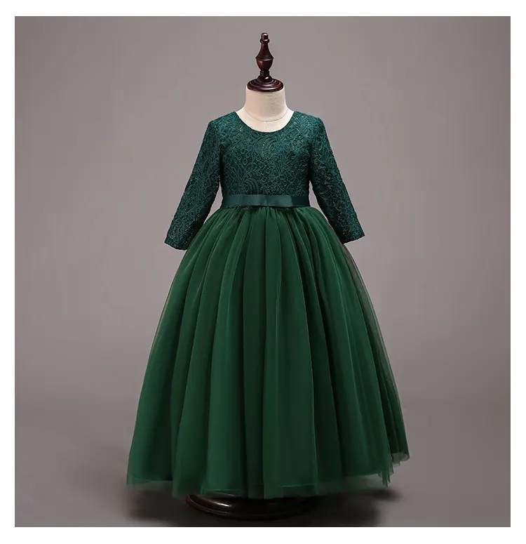 5-17 Years High Quality Girl Dress Red Flower Girl Dress Simple