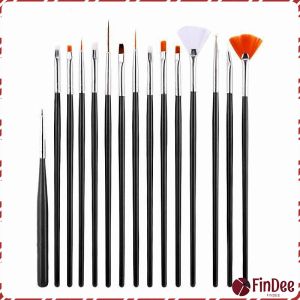 FinDee ชุดพู่กันอะคริลิค สําหรับตกแต่งเล็บเจล 15 ชิ้น พู่กันหัวเล็ก Nail brush