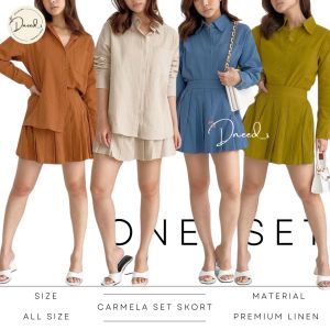 Dneeds - Carmela Set Long Sleeve Shirt With Skort - Setelan Celana Pendek Wanita - Setelan Casual Wanita Tangan Panjang Belum Ada Penilaian 0 Terjual 0