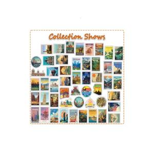 50Pcs Educational World Landmark Sticker Reusable Adhesive Scrapbook Sticker For Creative Projects And Home Decorations