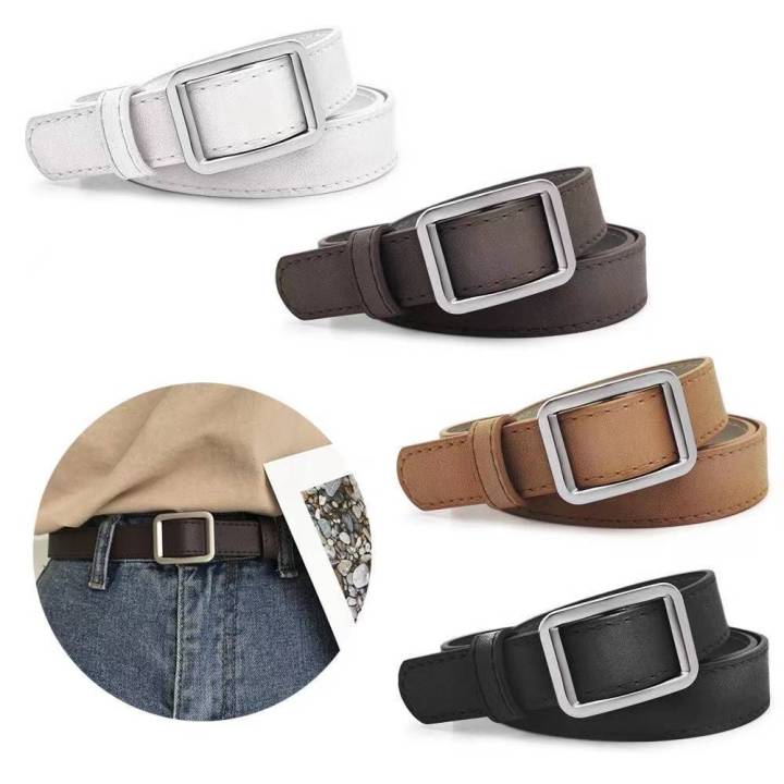 Adjustable Womens Belt with square buckle no holes Casual