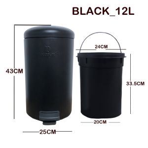 Zeekea Housekeeping Cleaning Metal Foot Pedal Type Trash Can Silent Close Lid Waste Basket Garbage Bin with Inner Bucket