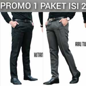 Promo Diskon 1 Paket isi 2 Celana Formal Kerja Kantor Pria Bahan Katun Semiwol Bebas Pilih Warna