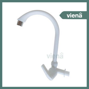 [ VIENA ] Kran Cuci Piring Keran Dapur Keran Angsa PVC Kepala Engkol & Kemudi Putih