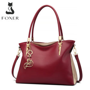 FOXER Women Handbag Leather Purse Lady Tote Shoulder Bag Top Handle Bag