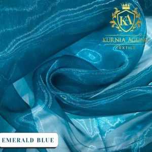 Kain Kaca Organdi Silk Mewah Elegan Premium warna EMERALD BLUE Lebar 150cm