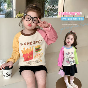 👶เสื้อยืดแขนยาวสำหรับเด็กผู้หญิง เสื้อท่อนล่างสำหรับเด็กผู้หญิง Girls long-sleeved T-shirt【Hippobaby】