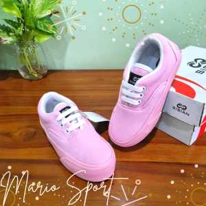 SEPATU SNEAKER ANAK PEREMPUAN PAUD TK SD USIA 4 5 6 7 8 TAHUN KOMBINASI GRAY PINK KANVAS RINGAN