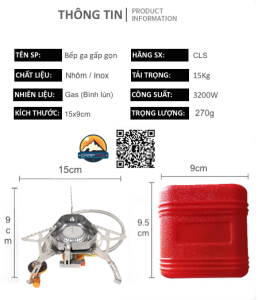 Bếp gas dã ngoại mini chống gió gấp gọn CLS (loại cao cấp lõi đồng) đánh lửa tự động du lịch cắm trại