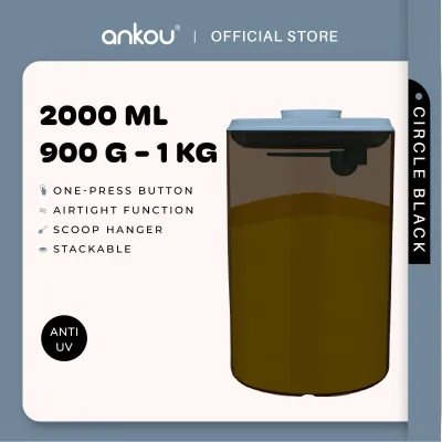 ANKOU Airtight Milk Powder Food Container with Anti 90% UV Protection - Circle Black (2000ml)