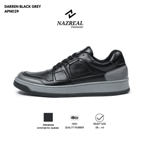 NAZREAL FOOTWEAR - Sepatu Sneakers Casual Pria Terbaru Darren Black Grey
