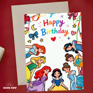 Pretty Disney Princess Happy Birthday Cute Cartoon Greeting Card