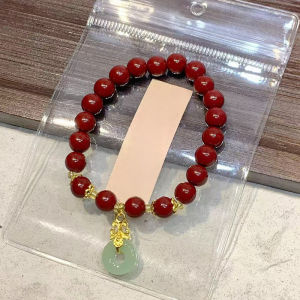 🎀Lacina🎀Chinese Style Bracelet Imitation Cinnabar Purple Gold Sand Bracelet Retro Bead Bracelet