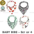 Paket 4pcs Baby Bib Slabber Celemek Makan Bayi Segitiga Anti Basah Slaber Bayi Bibs Bahan Halus Meresap Cepat Kering Premium Cotton - Set of 4. 