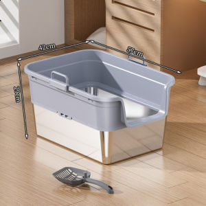 Aikenn Enclosed Cat Litter Box Stainless Steel Odor Control Large Front Entry Anti Leak High Sides Pet Litter Tandas Kucing