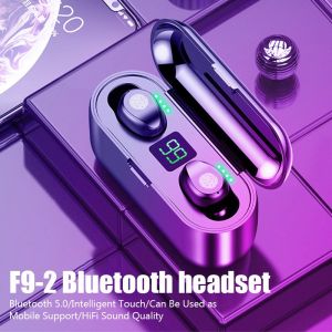 🎧COD + ต้นฉบับ + คลังสินค้าพร้อม🎧TWS หูฟังบลูทูธ5.0สำหรับสมาร์ทโฟนจอแสดงผลแอลอีดีสเตอริโอหูฟังที่มีเสียงประสิทธิภาพสูงหูฟังเอียบัดไร้สายลดเสียงรบกวนสำหรับสมาร์ทโฟน F9