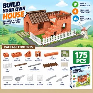Bricklayer building toy for boys real bricks and tiles childrens DIY house building blocks toys