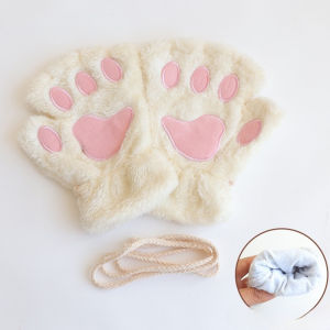 Lovely Plush Cat Claw Gloves Warm Soft Plush Short Fingerless Fluffy Paw Gloves Gift for Women