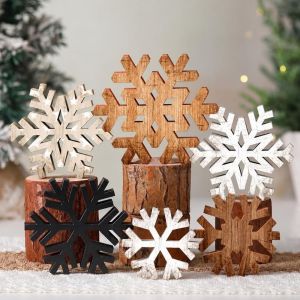 HETU070703. Multicolor Christmas Desktop Ornament Wood Xmas Tree Holiday Home Ornament Elegant Photo Props Scene Decorative Ornaments Christmas Decoration