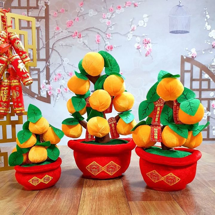 cny decoration 2024 新年装饰挂件2024 龙年 cny chinese new year 2023 decoration Home  Decor Table Spring Festival Supplies Artificial Potted Plants Scene Layout  Flowers Bloom Rich Desktop Ornaments Peach Blossom Tree Pot Potted