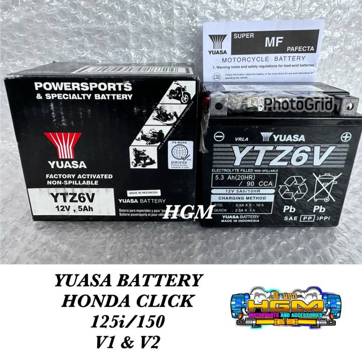 YUASA BATTERY FOR HONDA CLICK 125I/150I V1 & V2 (YTZ6V) | Lazada PH