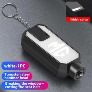 kkmf For MG ZS HS GS GT MG3 MG4 EV MG5 MG6 MG7 2-in-1 Car Window Breaker Seat Belt Cutter Keychain Escape Rescue Keyfob Tool 2Z5B1