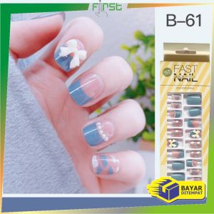 FH-K127 Kuku Palsu Nail Art Motif Wanita With Toolkit Perawatan Kuku / Fake Nail Art Sticker Hiasan Kuku Cewek Anti Air Korean Style
