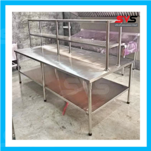 SVS โต๊ะเตรียมอาหารพร้อมชั้นลอย โต๊ะเตรียม+ชั้นลอย ใช้ในห้องครัว ขนาด 110x200x80+70cm สแตนเลสเกรด 304( SVSสแตนเลส SVS Stainless โต๊ะสแตนเลสSVS ครัวสแตนเลส เครื่องครัวสแตนเลส)