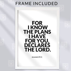 Jeremiah 29:11 Bible Verse Wall Decor – Inspirational Christian Quote Poster with Frame