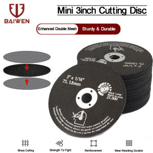 BAI WEN 5 pcs 75mmx1.6mmx10mm Cut Off Wheel 3 inch Resin Cutting Disc Fiber Stainless Steel Grinding Wheel Blades For Metalworking Angle Grinder