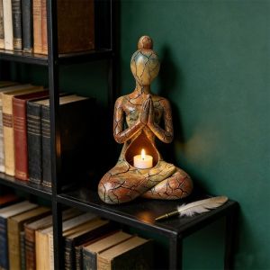 ROBERTA Resin Meditation Sculpture Abstract Decorative Tabletop Ornament Art Piece Sitting Woman Zen Candle Holder Home Living Room