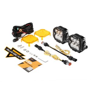 4 Inch LED Pod Lights Driving Light 112W Combo Beam with White DRL&Amber Turn Signal Light  with Amber Light Covers with DT Plug Wiring Harness（with 4 PIN DT Plug to 2 PIN DT Plug Adapter）