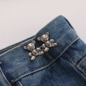 SHUSHABA Waist Buckle Bear Pants Button Tightener Button Clasps Colorful Jean Fit Tighten Buckles Elegant Adjustable Jean Buttons for Loose Jeans