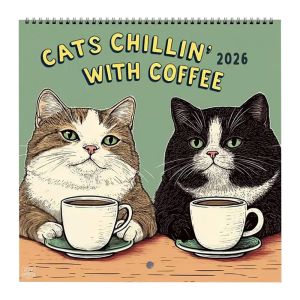 XIAHU Family Planner 2026 Calendar 12 Monthly Thick Paper Wall Calendar Funny Handmade Cat Cafe Calendar Home Decor