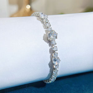 Sequito Phụ Nữ Hợp Thời Trang trang sức đeo cổ tay mạ vàng trắng Đầy Đủ Thiết lập Pave Vòng Aaa đá CZ Zirconia Cao Quý Vòng tay trang sức Cho Hàng Ngày Đảng B322