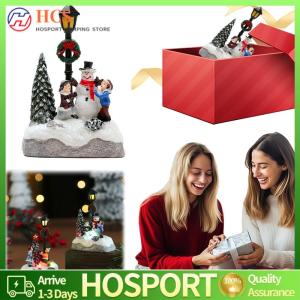 【HCS】 1Pc Christmas Miniature Resin House Ornament with Light for Festive Home Display