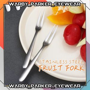 (1 PCS) Stainless Steel Mini Fork Ice Cream Fork Snack Small Fork Fruit Fork Two Tooth Tableware Dessert Thick Cutlery