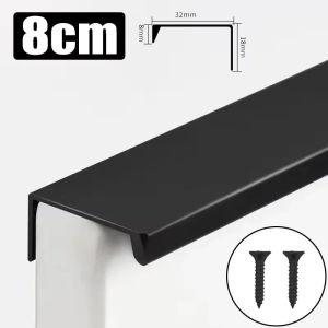 10PCS Hidden Cabinet Pulls Drawer Knobs with Screw Long Furniture Handles Aluminum Alloy Kitchen Closet Cupboard Door Handle Hardware