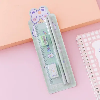 [KARAKTERKU] Alat Tulis Set Rautan Penghapus Penggaris Pensil Hadiah Lucu Anak Anak Sekolah Gado