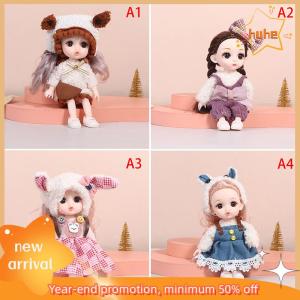huhe 16ซม.Mini movable Joint Dolls ตุ๊กตาของเล่น DIY พร้อมเสื้อผ้าสำหรับของเล่นเด็กผู้หญิง
