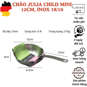Chảo JULIA CHILD inox nguyên khối chống dính mini 12cm thép không gỉ 18/10