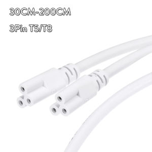 2Pcs Flexiable Double End 3Pin 30-200cm T8 / T5 Cable Wire Connector For LED Integrated Tube Light Cable & Connectors