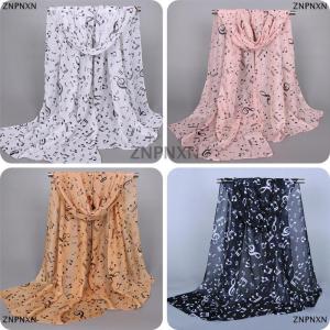 [COD] ZNPNXN Womens Fashion Scarves Musical Note Print Ladies Soft Chiffon Infinity Scarf New